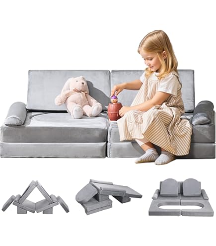 7PCS Kids Play Couch, Premium Modular Kids Play Couch for Toddler